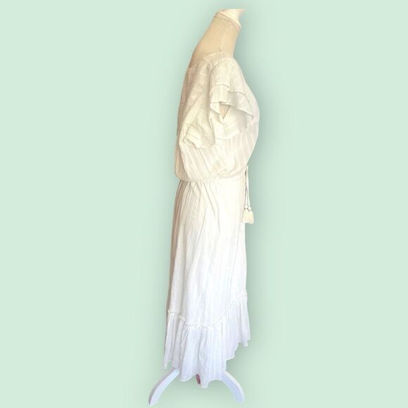 Veronica Beard | EUC TINZIA LUREX-STRIPED DRESS White Size Large L - Picture 6 of 7